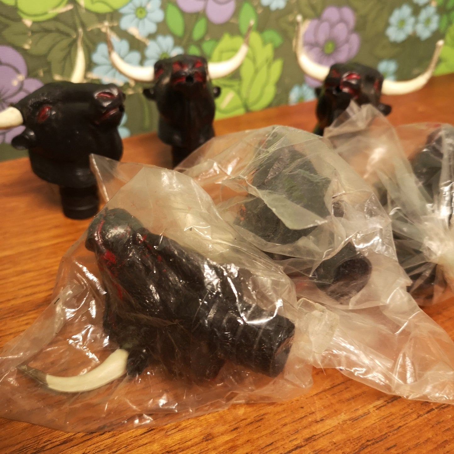 6 Vintage 60's 70's Bulls Head Drink Liquor Bottle Pourer Spout for Bar