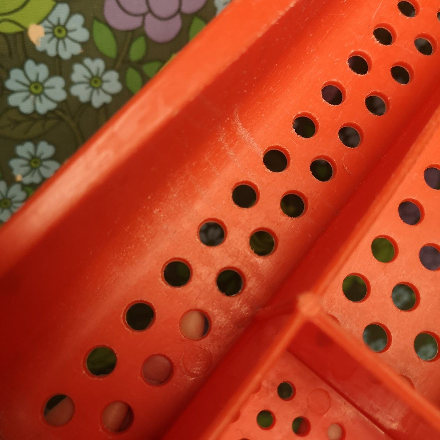 Vintage 60's Orange Plastic Kitchen Cutlery Tray Drawer