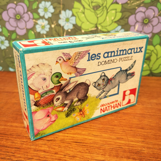 Vintage Animal Dominoes Game in French