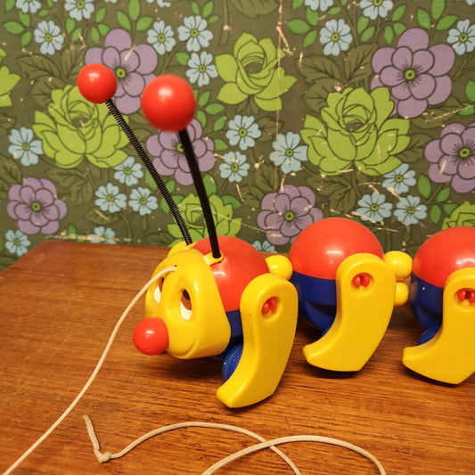 Vintage 80's 90's Kiddicraft Pull Along Caterpillar Toy