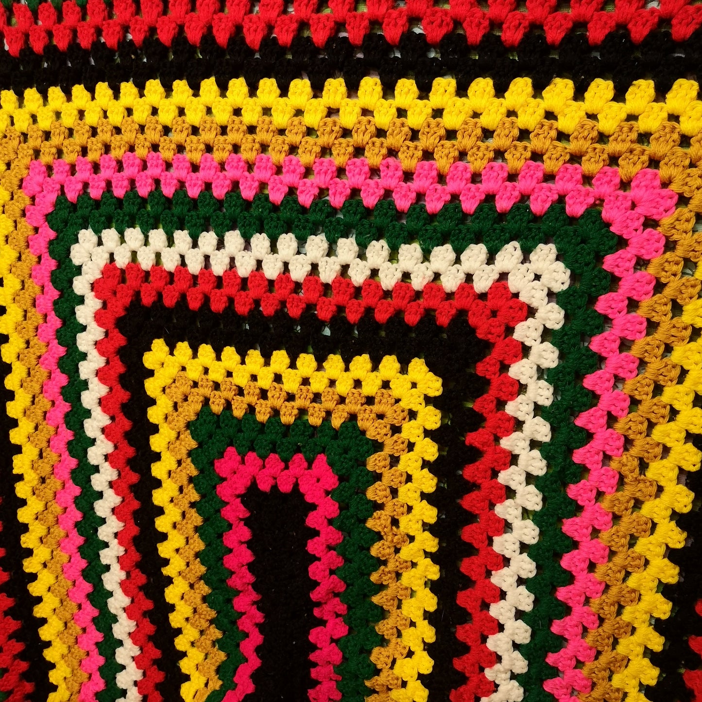 Bright Retro Stripy Knitted Granny Single Blanket Bedspread