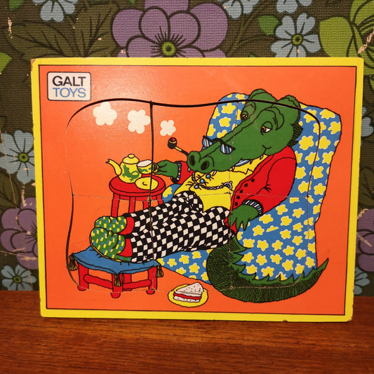 Vintage Galt Crocodile Wooden Jigsaw Puzzle