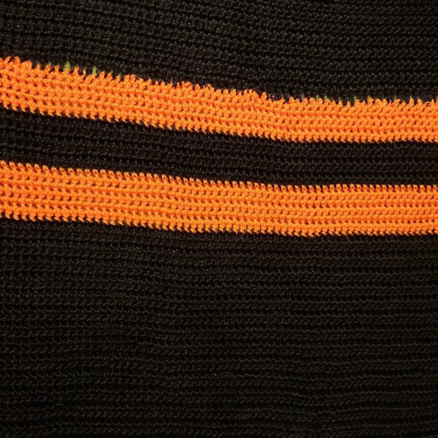 Black Orange Stripe Retro Knitted Crochet Single Double Blanket Throw Bedspread