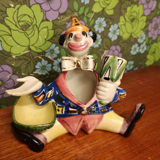 Vintage 50/60's Pottery Clown Figure Vase/Desk Tidy - Febland Italy