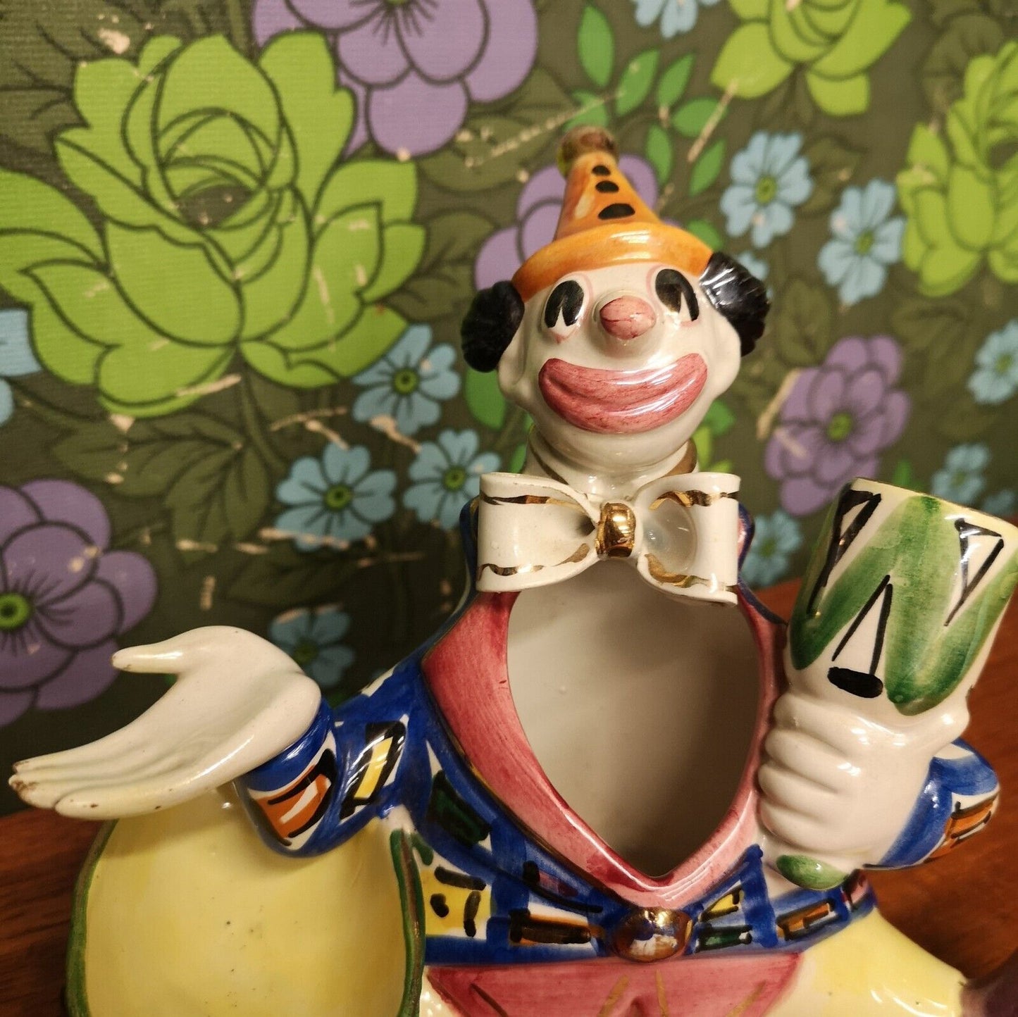 Vintage 50/60's Pottery Clown Figure Vase/Desk Tidy - Febland Italy