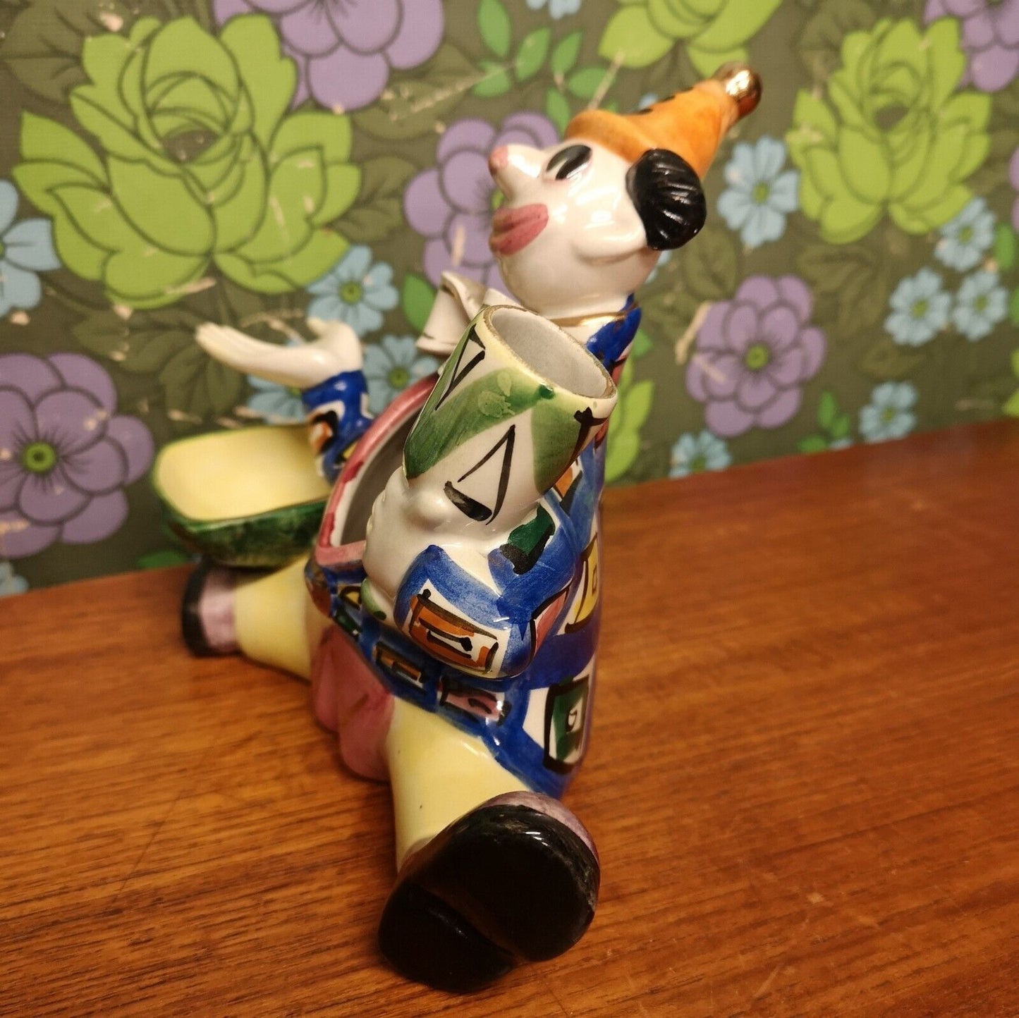 Vintage 50/60's Pottery Clown Figure Vase/Desk Tidy - Febland Italy