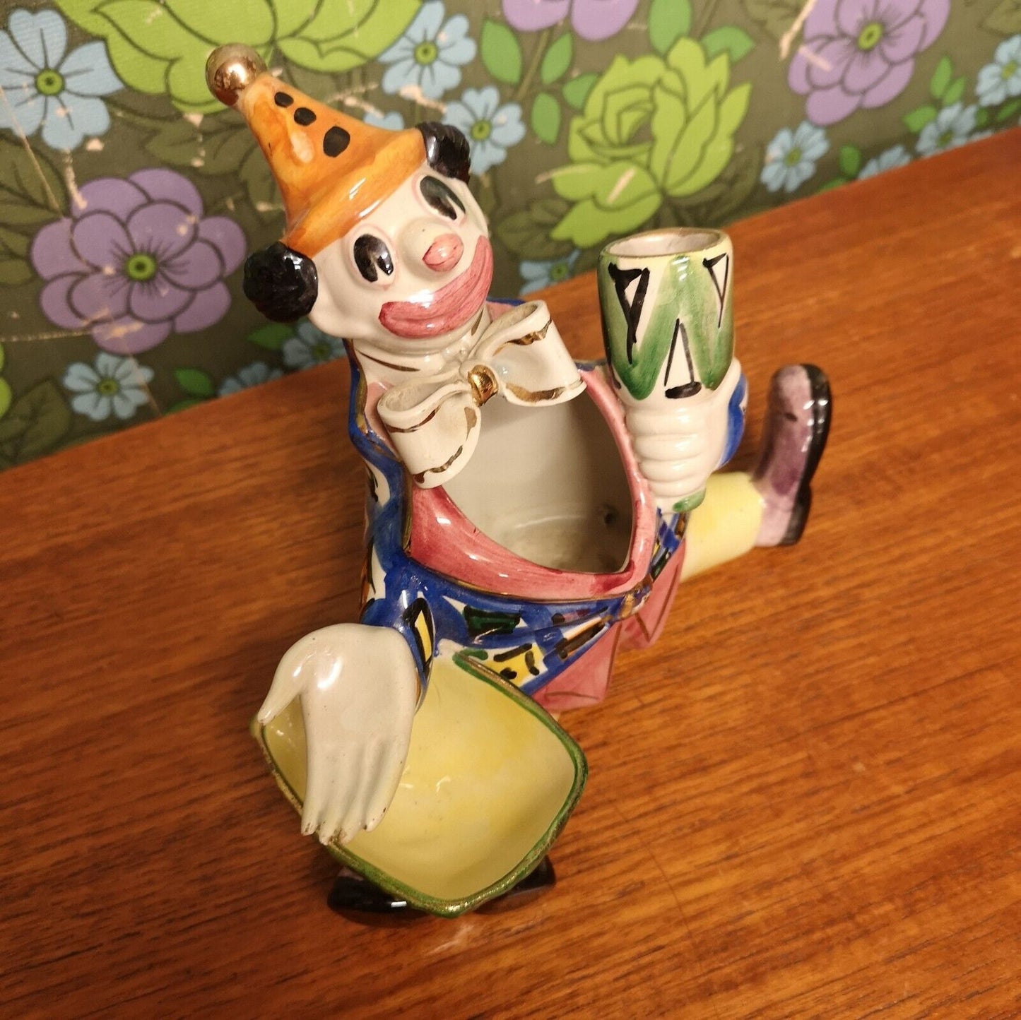 Vintage 50/60's Pottery Clown Figure Vase/Desk Tidy - Febland Italy