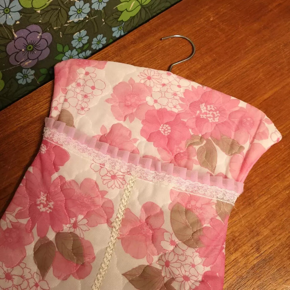 Vintage Pink Floral 50's Style Washing Line Peg Bag - Handmade