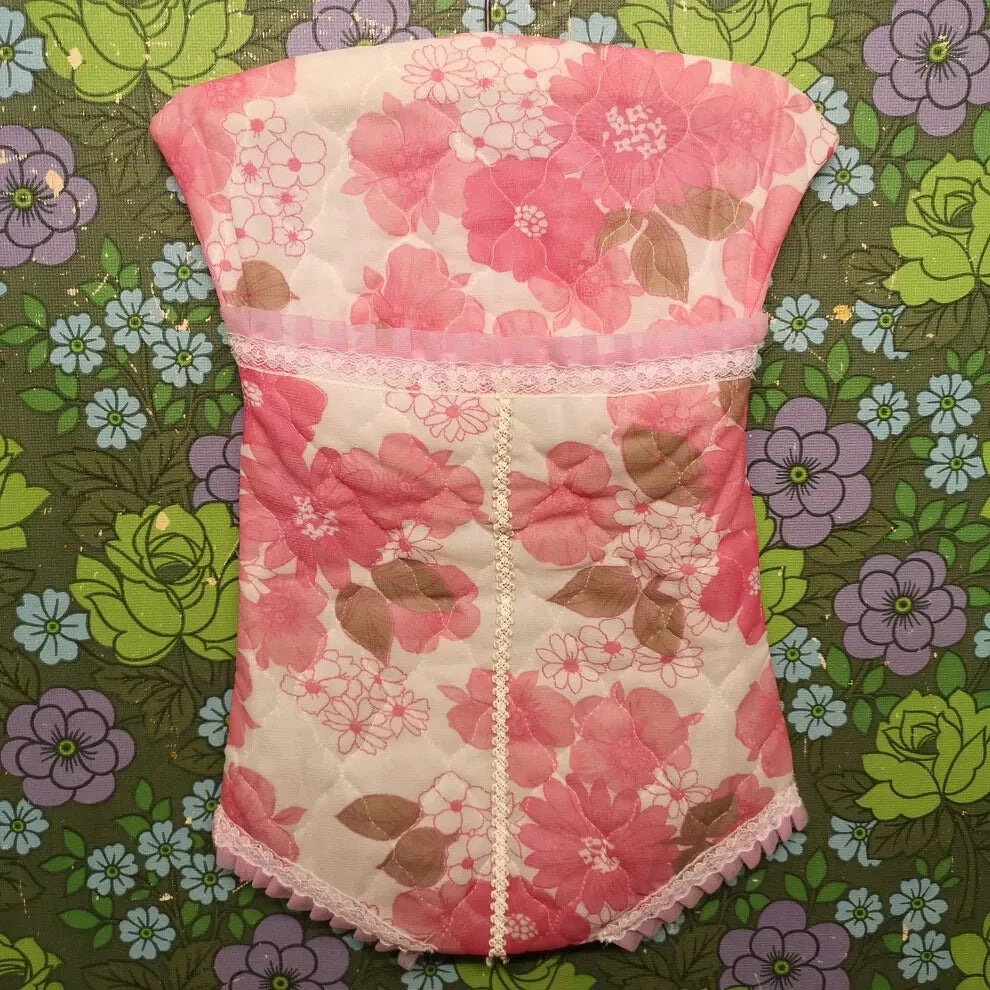 Vintage Pink Floral 50's Style Washing Line Peg Bag - Handmade