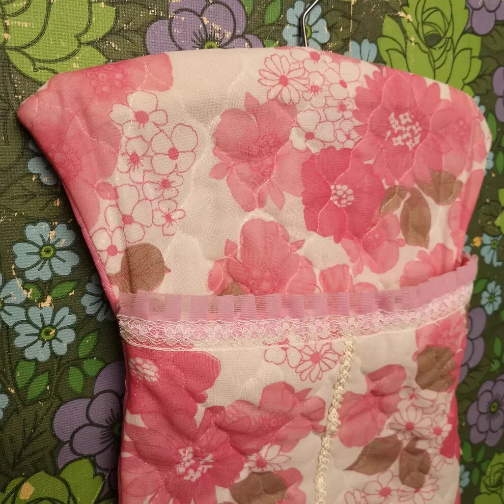 Vintage Pink Floral 50's Style Washing Line Peg Bag - Handmade