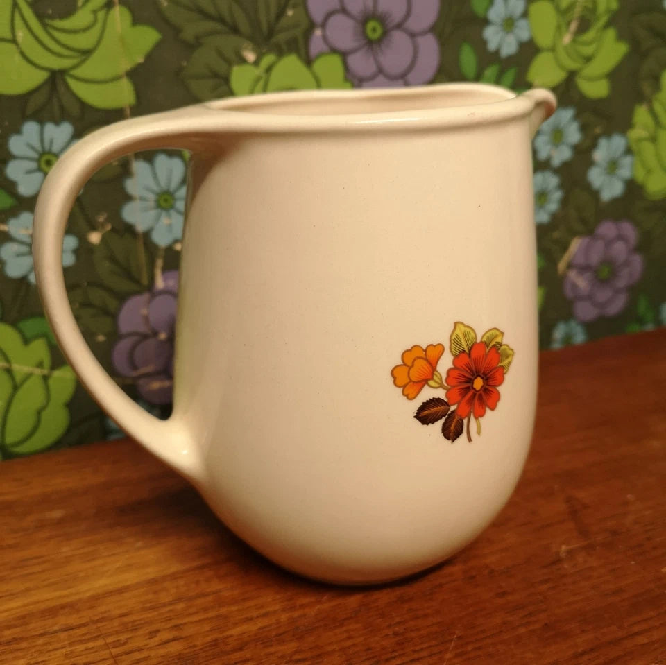 Vintage Retro Orange Flower Power China Jug