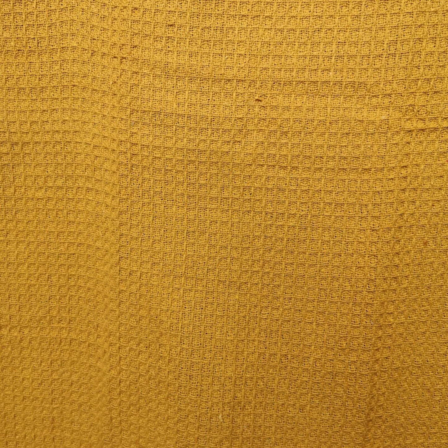 Yellow Waffle Picnic Blanket / Throw - Tasselled Cotton 127x152cm NEW